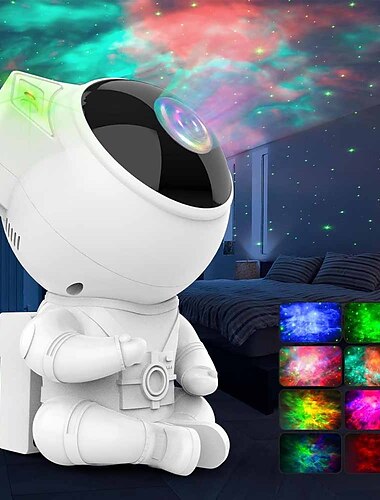  جهاز عرض لرائد الفضاء مع جهاز عرض نجوم السدم الملونة مع ضوء ليلي للأطفال البالغين ديكور غرفة هدايا جمالية لعيد الميلاد وأعياد الميلاد