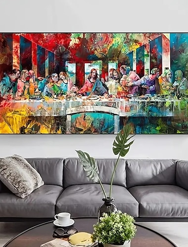  1 st moderne artistieke graffiti schilderij van 'het laatste avondmaal' - woondecoratie kunst aan de muur voor gang veranda of elke kamer