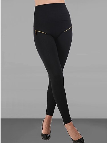  Dámské Legíny Módní Jednoduchý Plná délka Vysoký pas Pevná barva Zip Zaštíhlující Butt Lift Yumuşak Lehce elastické Ležérní Denní Dovolená Diamant Zip Knoflíky Podzim Zima