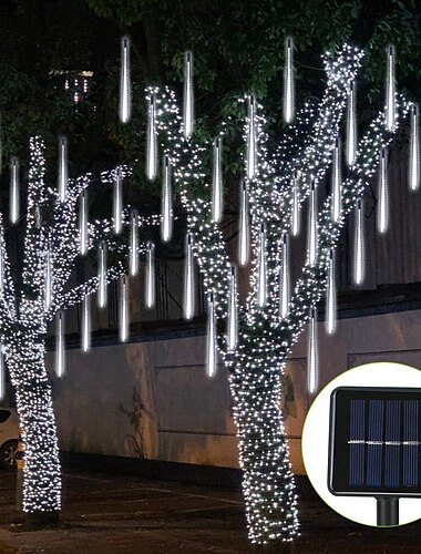  3M Lichterketten Weihnachts-Meteorschauer-Lichter LEDs 2835 SMD 1 Set Warmweiß Weiß Blau Meteorschauer-Lichter Solar Draussen Urlaub 12 V