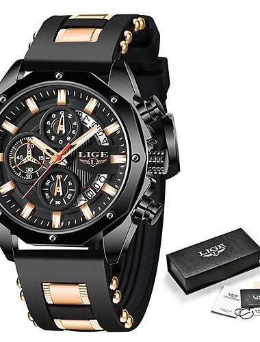  LIGE Quarzo Acciaio inossidabile per Per uomo Da uomo Analogico Quarzo La moda Luminoso Moderno Impermeabile Calendario Cronografo Metallo Acciaio inossidabile