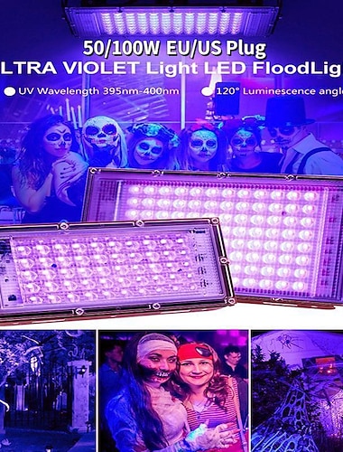  50 W 100 W LED-UV-Schwarzlichter Bühnen-Schwarzlicht-UV-Fluteffektlicht für Halloween-Weihnachtstanz-DJ-Disco-Party-Bar
