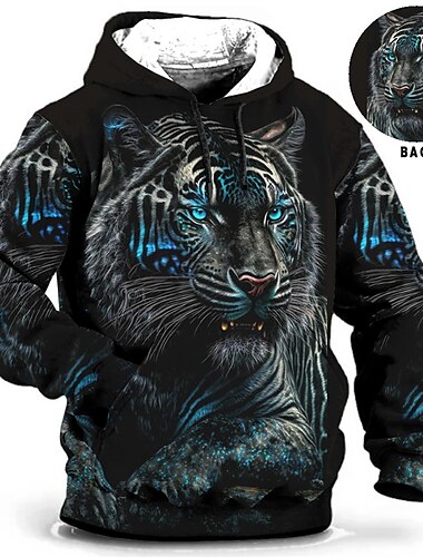  Herren Tiermotiv Grafikdrucke Kapuzensweatshirt Kapuzenshirts Pullover Pullover Langarm Sweatshirt mit Kapuze Mit Kapuze Täglich 3D-Druck Ferien Ausgehen Streetwear Gelb Blau Druck Frühling & Herbst