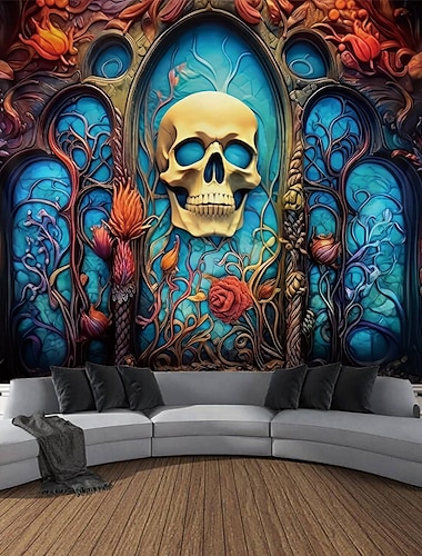  Halloween Skull Hanging Tapestry Day of Dead Mexican Wall Art Large Tapestry Mural Decor Photograph Backdrop Blanket Curtain Home Bedroom Living Room Decoration