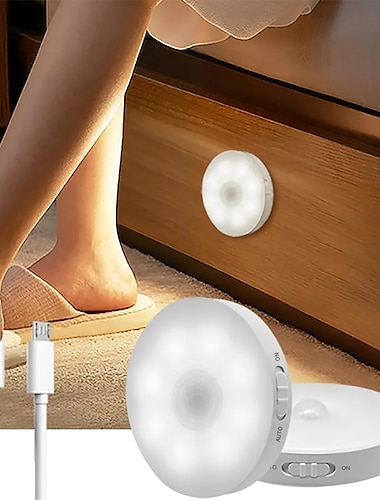  8 led sensor de movimento led luz noturna interruptor inteligente sensor de luz usb bateria recarregável acionada por bateria luz de cabeceira para quarto corredor acesso banheiro casa iluminação