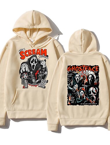  Halloween Schrei Geistergesicht Schädel/Skelett Kapuzenshirt Bedruckt Vordertasche Grafik Für Paar Herren Damen Erwachsene Halloween Karneval Maskerade Heißprägen Halloween Casual
