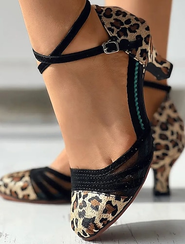  Pentru femei Tocuri Sandale Sandale de cristal Petrecere Club Culoare solidă Leopard Toc Înalt Vârf rotund Elegant Modă Sexy PU Argintiu leopard de aur Negru