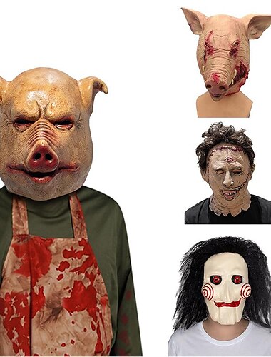  Sierra Cerdo aterrador Máscara Accesorios de Halloween Adulto Hombre Mujer Gracioso Disfraz de miedo Víspera de Todos los Santos Carnaval Mardi Gras Disfraz de carnaval fácil