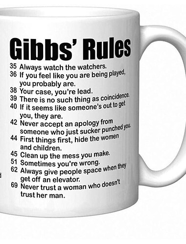  gibbs rules tazas 11oz oficina simple taza de café de cerámica criterios de éxito taza de té regalo para su esposa esposo