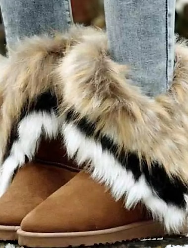  Γυναικεία Μπότες Μπότες Χιονιού Μεγάλα Μεγέθη Χειμωνιάτικες μπότες ΕΞΩΤΕΡΙΚΟΥ ΧΩΡΟΥ Δουλειά Καθημερινά Συμπαγές Χρώμα Fleece Lined Μποτάκια μποτάκια Χειμώνας Επίπεδο Τακούνι Στρογγυλή Μύτη