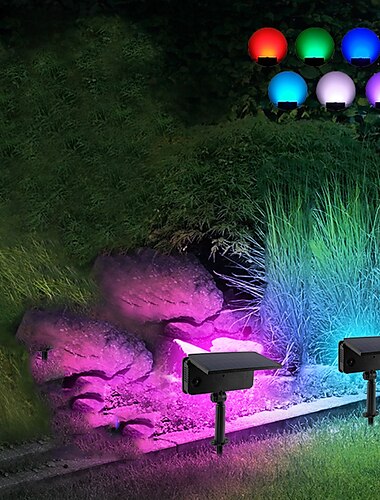  Lámpara de jardín solar rgb de colores, lámpara de proyección e inserción en el suelo, iluminación de árboles y focos para exteriores, patio brillante, paisaje