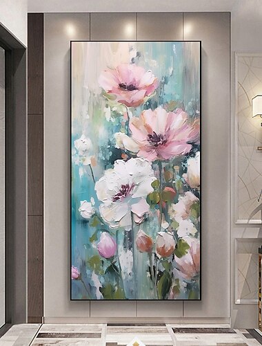  手作り油絵キャンバス壁アートの装飾オリジナルの花の絵画抽象的な花の風景画家の装飾用ストレッチフレーム付き/インナーフレームなし絵画
