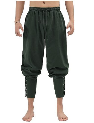  Retro Vintage Mittelalterlich Renaissance Piratenhose Ren Faire Pirat Wikinger Ranger Einfarbig Herren Seeräuber Fantasie Halloween Karneval Leistung LARP Renaissance-Messe Erwachsene Hose Frühling