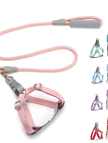  Cachorros Gatos Colarinho Arreios Ajustável Portátil Durável Ao ar livre Caminhada