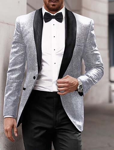  Herren Pailletten 70er Jahre Disco Retro Blazer Party Glitzer Freizeitjacke Muster Einreihig Einknopf Schwarz Silber Burgunder Königsblau Gold