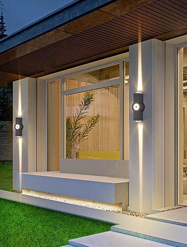  Outdoor wasserdicht IP65 2/3/4 Kopf Wandleuchte 3000 K warmweiß kreuzförmige Wandleuchte schwarz moderne Wandleuchte aus verdicktem Aluminium geeignet für Außenwände Korridore Badezimmer Garten Rumpf