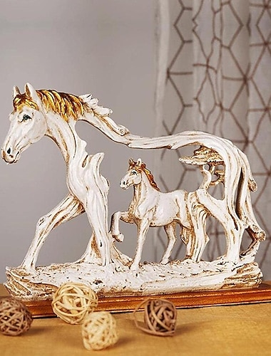  Estatua de caballo de resina, adorno de caballo decorativo, estatua de caballo figuras de caballos modelo animal escritorio ecuestre estatua de caballo corriendo artesanía decoración moderna