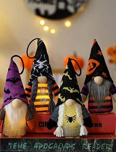  halloween vleermuishoed gezichtsloze kabouterpop met lichten hangende hanger boomdecor oogst zonnebloemen pluche pop decoraties voor thuis