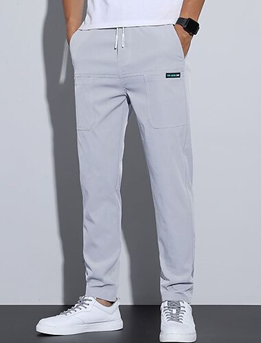  בגדי ריקוד גברים מכנסיים מכנסיים רגילים מכנסי מתיחה כיס אחיד קומפורט רך בָּחוּץ יומי ליציאה אופנתי יום יומי שחור אפור בהיר