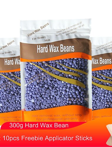  Haricots de cire pour épilation du visage et du corps, 300g, avec 10 autocollants applicateurs