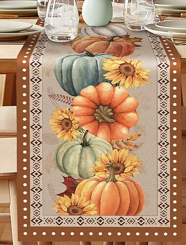  camino de mesa de calabaza de acción de gracias halloween otoño arpillera tablerunner casa de campo mesa interior decoración de otoño bandera de mesa decoración para cenar weddig fiesta vacaciones