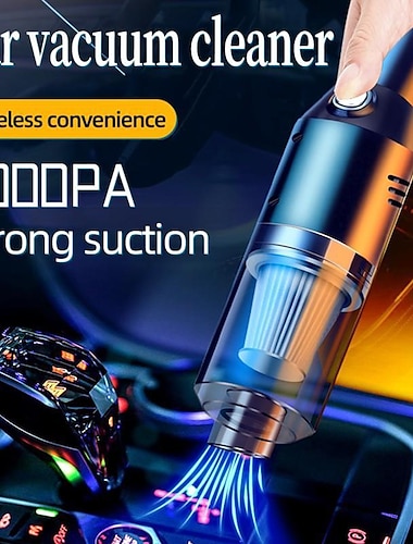  Aspirador de coche inalámbrico 6000pa, mini aspirador de mano para coche, hogar, limpieza de escritorio, aspirador portátil inalámbrico de bajo ruido