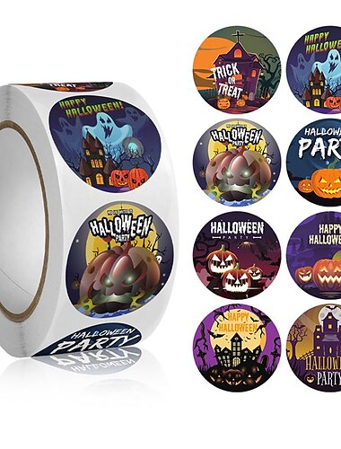 500 Stück/Rolle Halloween-Kürbis runde Aufkleber Umschlagversiegelungsetiketten Aufkleber Halloween-Partygeschenke liefert