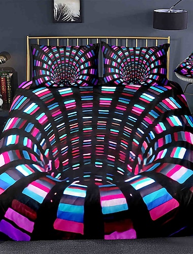  3d vortex 3-delige dekbedovertrekset hotel beddengoed sets dekbedovertrek met zachte lichtgewicht microfiber, 1 dekbedovertrek, 2 kussenslopen voor dubbel/queen/king (1 kussensloop voor twin/single) sprei