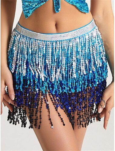  gonna da donna per carnevale gonna scintillante mini bianco / nero nero bianco giallo gonne estate paillettes frange nappe stampa moda casual spettacolo festa taglia unica tema carnevale