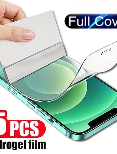  5 stuks Scherm Beschermer Voor Apple iPhone 16 iPhone 15 Pro Max Plus iPhone 15 Pro Max 14 Plus 13 12 11 Pro Max TPU-hydrogel Anti-bellen Anti-vingerafdrukken Ultradun 3D Touch-compatibel