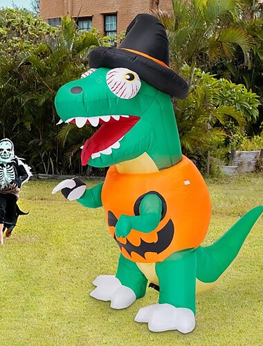  6フィートのハロウィン屋外インフレータブルカボチャ恐竜コンボ、インフレータブル庭の装飾、庭/パティオ/休日/パーティー用の内蔵LEDライト