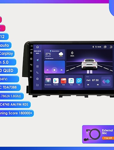  android 12 carro multimídia dsp para honda civic 10th 2016-2021 rádio vídeo navegação unidade principal estéreo tela carplay
