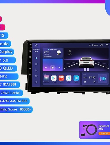  android 12 bil multimedia dsp för honda civic 10th 2016-2021 radio video navigering stereo huvudenhet skärm carplay