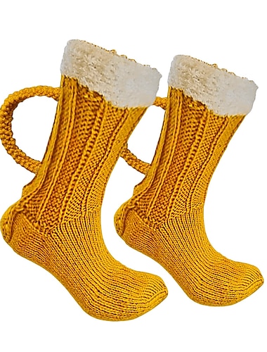  Носки в виде пивной кружки, забавные вязаные пивные носки с ручкой ручной работы, новинка, подарок на Октоберфест, вечеринку, карнавал, Рождество, Хэллоуин