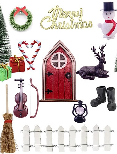  Ideale kerstcadeaus voor kleinkinderen meisjes jongens 1:12 poppenhuis kerst elf deur mini poppenhuis tandenfee deur kerstdecoratie miniatuurscène voor kerstcadeaus