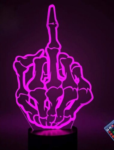  ilusión óptica 3d dedo medio luz de noche 16 colores que cambian alimentación usb control remoto interruptor táctil decoración lámpara led mesa lámpara de escritorio niños navidad regalo de cumpleaños