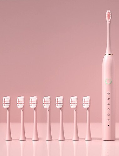  brosse à dents électrique avec 8 têtes de brosse minuterie intelligente à 6 vitesses ipx7 brosse à dents électrique rechargeable de voyage étanche avec minuterie pour femmes hommes