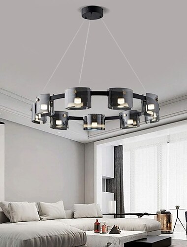  Decken-Kronleuchter-Lampe, schwarzer Kristall-Luxus-Kronleuchter, moderner Bauernhaus-Kristall-Kronleuchter, Deckenleuchte, kompatibel mit Wohnzimmer, Foyer, Esszimmer, Flur, Schlafzimmer, 85–265 V