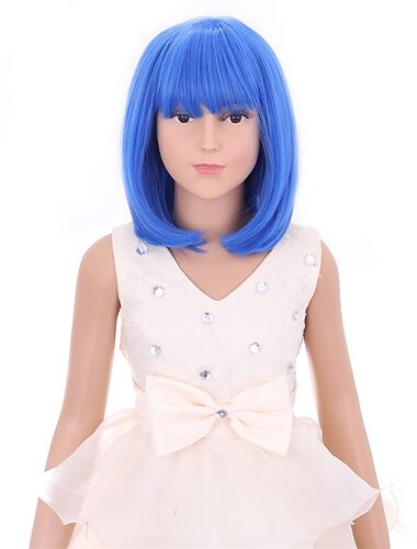  schwarze Perücke für Kinder schwarze Bob-Perücke für Kinder kurze schwarze Perücke für Mädchen Cosplay-Party synthetisches Rosennetz Alltagsperücke Karnevalsperücken