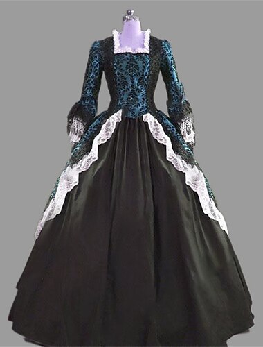  Rococò Vittoriano Abito da cocktail Lunghezza al pavimento Vestito Costume da festa Mascherata Manica del polsino svasato Taglie Forti Abito da ballo Per donna Reale Carnevale Mascherata Feste Balli