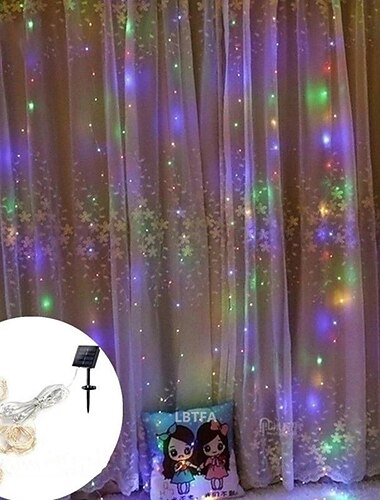  lanterner led gardinlys 3*3 meter fargerike lys stjerneklar istapplys julelys