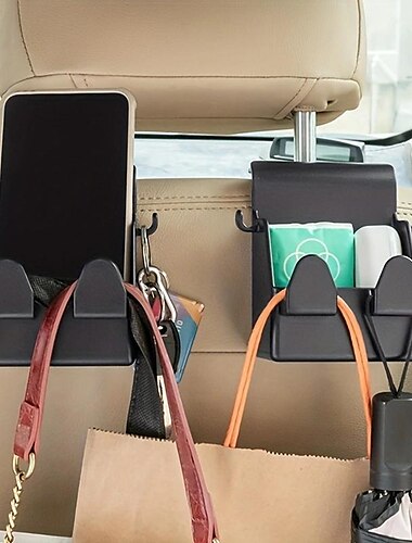  Crochets de voiture 3 en 1 : accrochez votre téléphone, votre appuie-tête et d'autres objets - le tout dans un seul support !