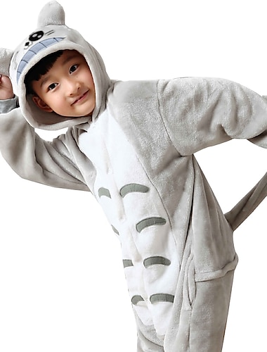  Kinder Tier Bedruckt Onesie-Kostüm Faschingskostüme Anime Totoro Pyjamas-Einteiler Kigurumi-Pyjamas Lustiges Kostüm Für Jungen und Mädchen Weihnachten Karneval Kindertag Karikatur