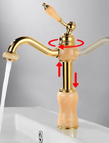  tvättställsblandare blandare handfat, mässing enkelhandtag med varm och kall slang- roterbar / klassisk galvaniserad centerset enkelhandtag ett hålbadskranar