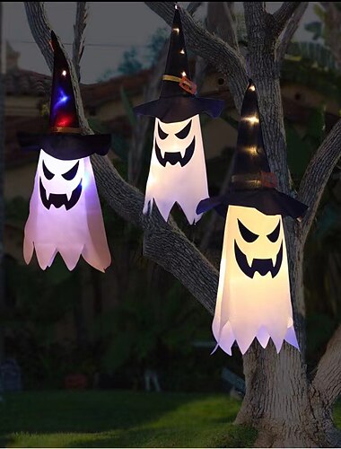  Halloween decoraties hangende led gloeiende hoed verlichte spoken Halloween feest heksenhoed buiten huis bar decoratie horror rekwisiet
