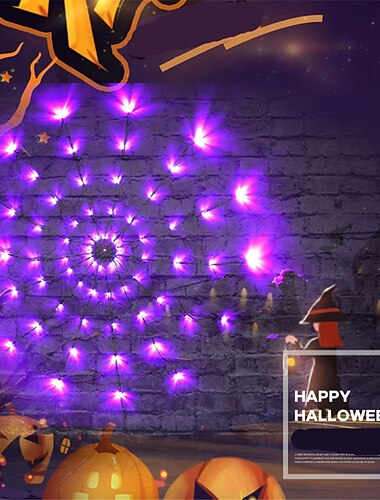  2 stks halloween decoratie lichtgevende spinnenweb visnet lichten string voor party ghost festival rekwisieten halloween decoraties