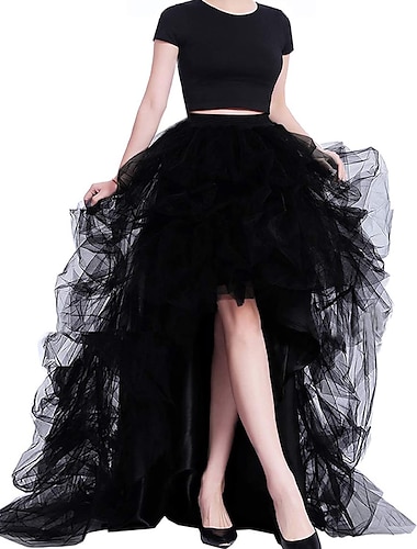  Rétro Vintage Punk & Gothique Victorienne Costume de cosplay Tutu Jupe en tulle Sorcière Femmes Fantaisie Steampunk Nuit de Walpurgis Halloween Carnaval Soirée Adulte Jupe Toutes saisons