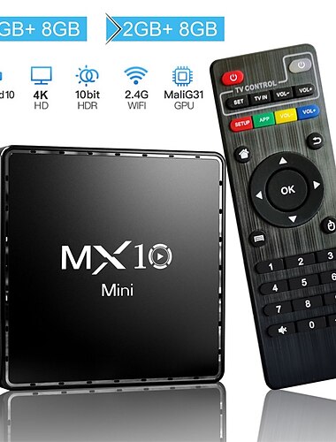  TV Box Android 10 OS MX10 Mini MaliG313 2GB+8GB 2.4G 5G Wifi BT5.0 Media Player DDR4 4G Top Box IPTV HDR 4K TV BOX