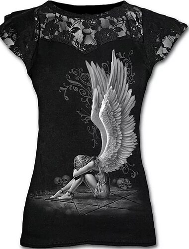  Retro Vintage Punk & Gothic T-Shirt Halloween Kostüme Totenkopf Spitze Damen Maskerade Party / Abend Erwachsene T-shirt