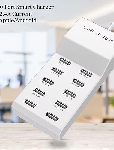  Многопортовое зарядное устройство 50 Вт, порт USB 10, 10 А, быстрая зарядка, мобильный телефон, планшет, умный распределительный штекер 5v2.4a